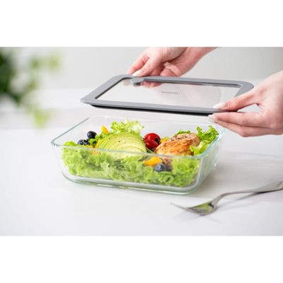 Pote de Vidro Tramontina Vittra Retangular com Tampa Hermética de Silicone 0,7 L