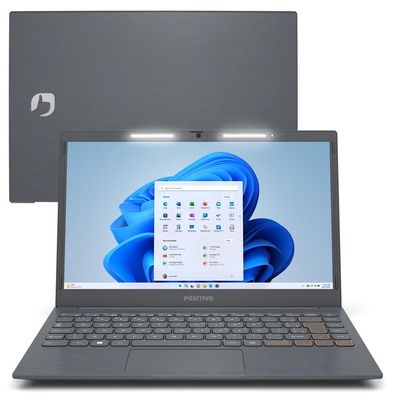 Notebook 14,1" HD Positivo Vision C14 C4128A Windows 11 Intel Celeron Memória 128GB eMMc 4GB RAM Cinza Cinza