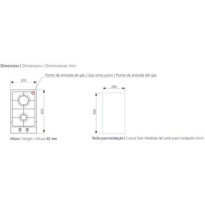 Cooktop a Gás Tramontina Dominó 2GX 30 em Aço Inox 2 Queimadores