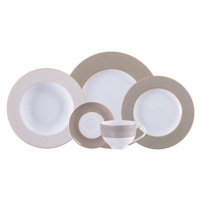 Aparelho de Jantar Tramontina Aurum em Porcelana Decorada 30 Peças