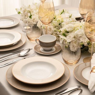 Aparelho de Jantar Tramontina Aurum em Porcelana Decorada 30 Peças