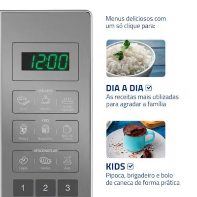 Micro-ondas Mondial MO-01-21-E 21 Litros 1200W Espelhado Digital Cinza / 110V
