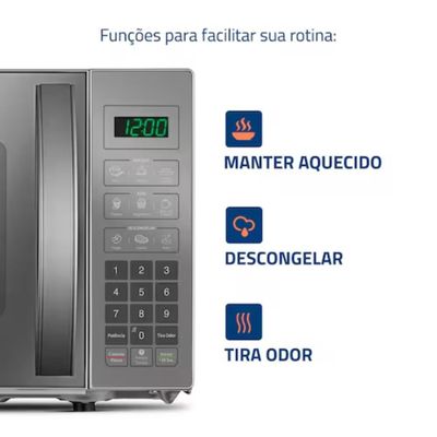 Micro-ondas Mondial MO-01-21-E 21 Litros 1200W Espelhado Digital Cinza / 110V