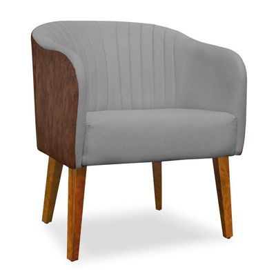 Kit 02 Poltronas Cadeira Luiza Corino Nozes E Linho Cinza Sala De Jantar Recepção Escritório Do Lar Móveis E Decoração
