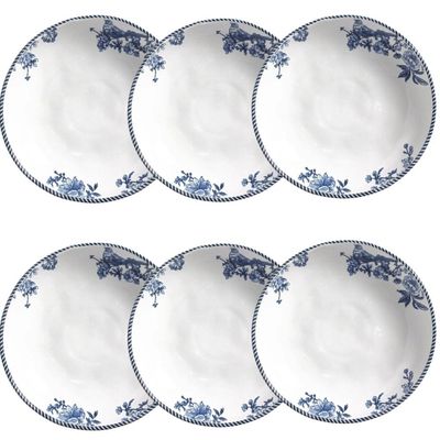 Jogo 6 Pratos Fundos 22,5cm Branco Cerâmica 830ml Bio Rouxin Branco