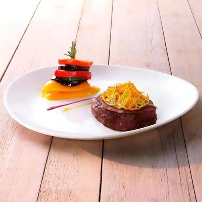 Conjunto 12 Pratos Oval Branco Opalino Steak Essenza 30x26cm Restaurante Profissional Servir Buffet