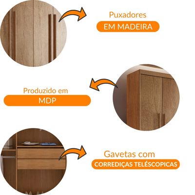 Guarda Roupa Casal Heros 6 Portas MDF Com pés Moderna Imbuia