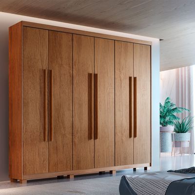 Guarda Roupa Casal Heros 6 Portas MDF Com pés Moderna Imbuia