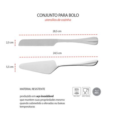Espatula e Faca de Bolo Aço Inox Sobremesa Tortas 2un