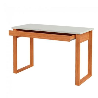 Mesa de Escritório 1 Gaveta em MDF 118x53x75cm Dalla Costa Off White Freijó