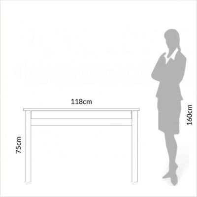 Mesa de Escritório 1 Gaveta em MDF 118x53x75cm Dalla Costa Off White Freijó