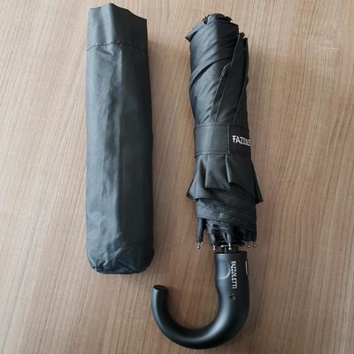 Guarda Chuva Fazzoletti Cabo Curvo Abertura Automática Preto Preto