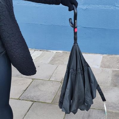 Guarda Chuva 105cm Invertido Sombrinha Fazzoletti Automático Preto Cabo Funcional Preto