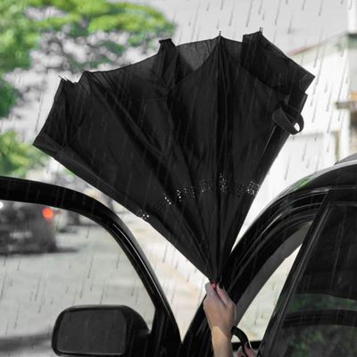 Guarda Chuva 105cm Invertido Sombrinha Fazzoletti Automático Preto Cabo Funcional Preto