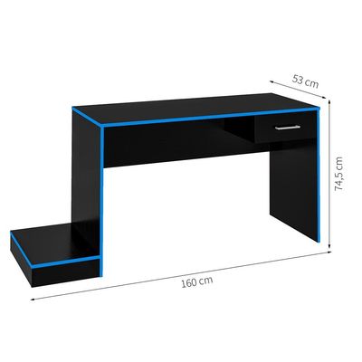 Mesa Gamer Player One Preta e Azul