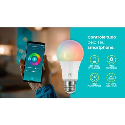 Lâmpada de LED Smart Tramontina Base Bivolt 16 Milhões de Cores Wi-Fi e Bluetooth