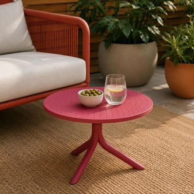 Mesa Redonda de Apoio Livy Aurah 60x43cm Marsala Polipropileno Plaxmetal