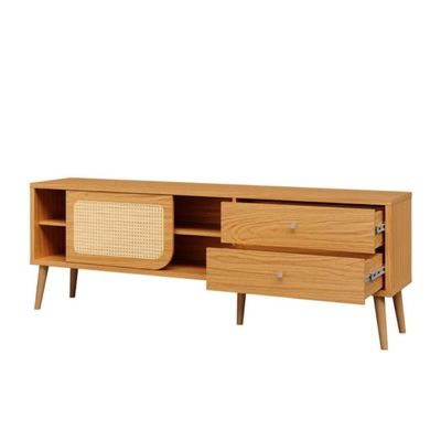 Rack Tela 180cm com Porta de Correr e 2 Gavetas Carvalho Rosé Dalla Costa