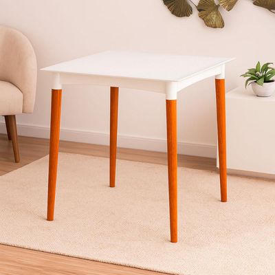 Mesa Tramontina Laura Rattan 70 cm Polipropileno Branco Pernas Madeira