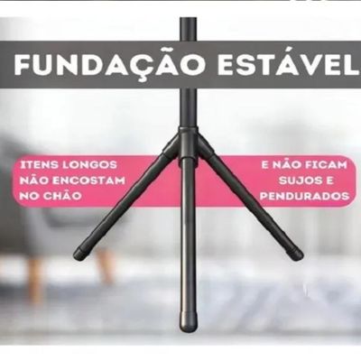 Cabideiro Mancebo Desmontável Com 9 Ganchos Em Metal Preto – Arara De Piso Para Roupas, Bolsas E Casacos