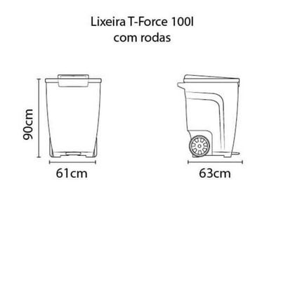 Lixeira Tramontina T-force Preto Com Rodas 100 L