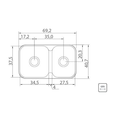 Cuba Tramontina Isis 2C 34-28 BS Perfecta Aço Inox Acetinado 69 x 40 cm Outlet
