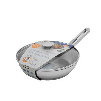 Frigideira Tramontina Ventura 24cm 1,3L Aço Inox Fundo Triplo com Tampa