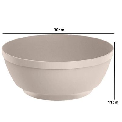 Saladeira Luna 5L Bege Linha Servir Grande Plástico Tigela Redonda Bowl Bacia