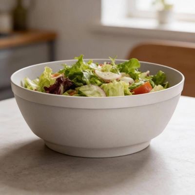 Saladeira Luna 5L Bege Linha Servir Grande Plástico Tigela Redonda Bowl Bacia