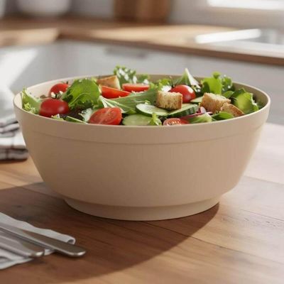 Saladeira Luna 5L Bege Linha Servir Grande Plástico Tigela Redonda Bowl Bacia
