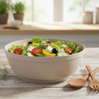 Saladeira Luna 5L Bege Linha Servir Grande Plástico Tigela Redonda Bowl Bacia
