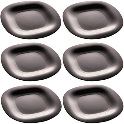Jogo 6 Pratos de Sobremesa Vidro Opalino 19cm Lyor Carine Black Pequeno