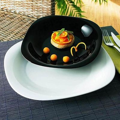 Jogo 6 Pratos de Sobremesa Vidro Opalino 19cm Lyor Carine Black Pequeno