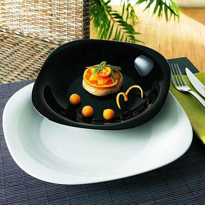 Prato Raso 27cm e Prato Sobremesa 19cm Vidro Opalino Lyor Carine Black Mesa Posta