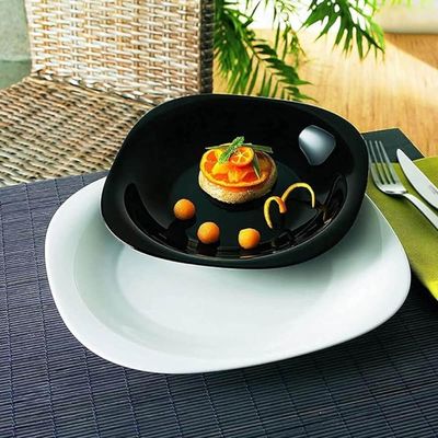 Prato para Sobremesa Vidro Opalino Carine Black 19cm Lyor Pequeno para Lanche