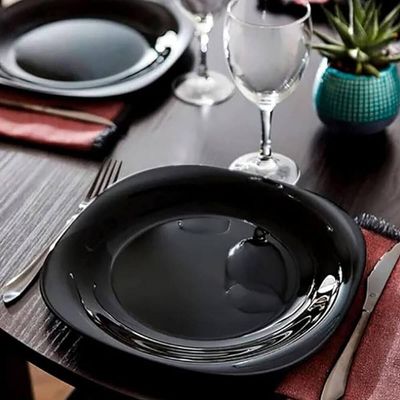 Prato para Sobremesa Vidro Opalino Carine Black 19cm Lyor Pequeno para Lanche