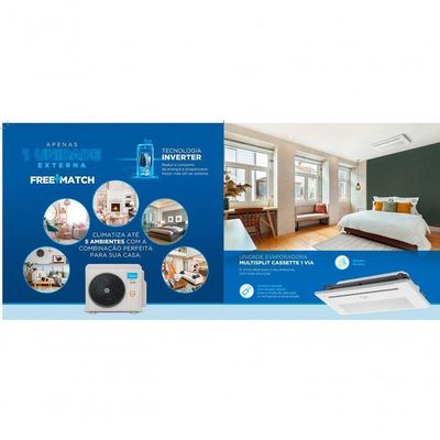 Ar Condicionado Multi Split Midea 27000 BTUS 3x Evap Cassete 12000 Quente e Frio 220V