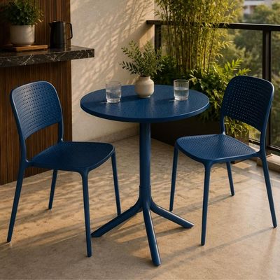Mesa Redonda Livy Aurah 60x74,5cm Azul Petróleo em Polipropileno Plaxmetal