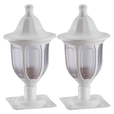 Kit 2 Balizadores Brancos para Muro Jardim Alumínio Lanterna Termoplástico Modena Dital