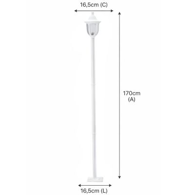 Kit 2 Postes Modena Luminária Externa de Chão Bivolt Branco Dital Iluminação Jardim Praças