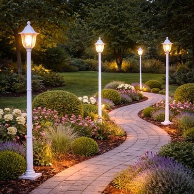 Kit 2 Postes Modena Luminária Externa de Chão Bivolt Branco Dital Iluminação Jardim Praças
