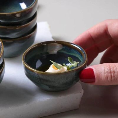 Kit 24 Ramequins Pequenos 50ml Molheiras Cerâmica Oceano Porto Brasil Restaurante Bar Bistrô