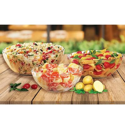 Jogo 6 Tigelas de Vidro Saladeira Redonda Grande 3 Litros Bowl Bella Marinex Cozinha