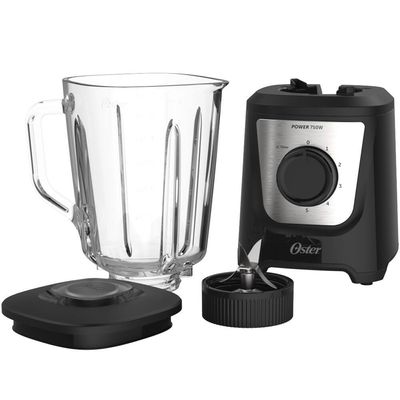 Liquidificador Power Black Inox 1,5L 750W Jarra de Vidro 5 Velocidades Oster Preto / 220V