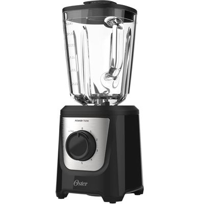 Liquidificador Power Black Inox 1,5L 750W Jarra de Vidro 5 Velocidades Oster Preto / 220V