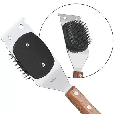 Escova Raspador Limpa Grelha Churrasqueira Aço Inox Tramontina Madeira