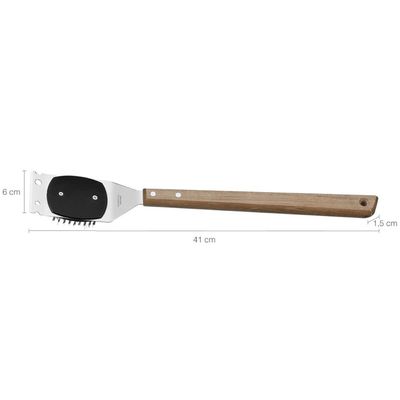 Escova Raspador Limpa Grelha Churrasqueira Aço Inox Tramontina Madeira