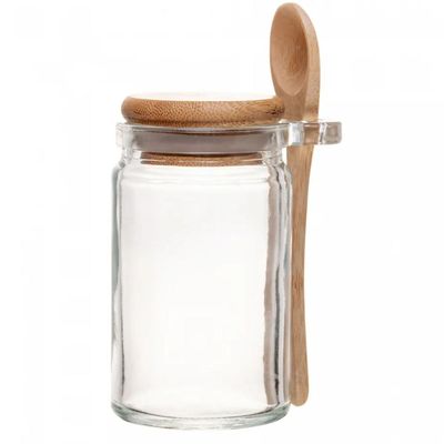 Porta Mantimentos 350ml Com Colher E Tampa Hermética De Bamb Transparente