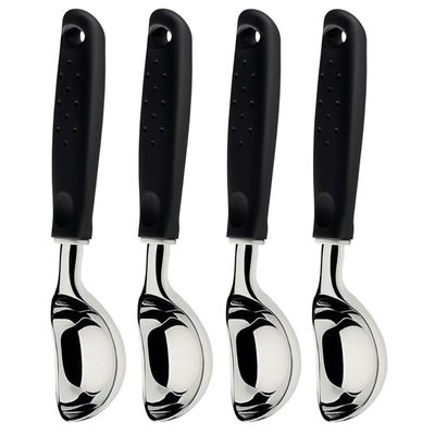 Kit 4 Colher Pegadores Bola de Sorvete Tramontina Utilitá Zamak Cromado Cabo Preto