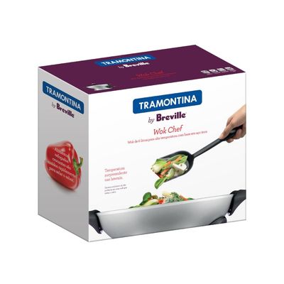 Panela Elétrica Tramontina by Breville Wok Chef em Alumínio Fundido com Tampa de Vidro 6 L 127 V
